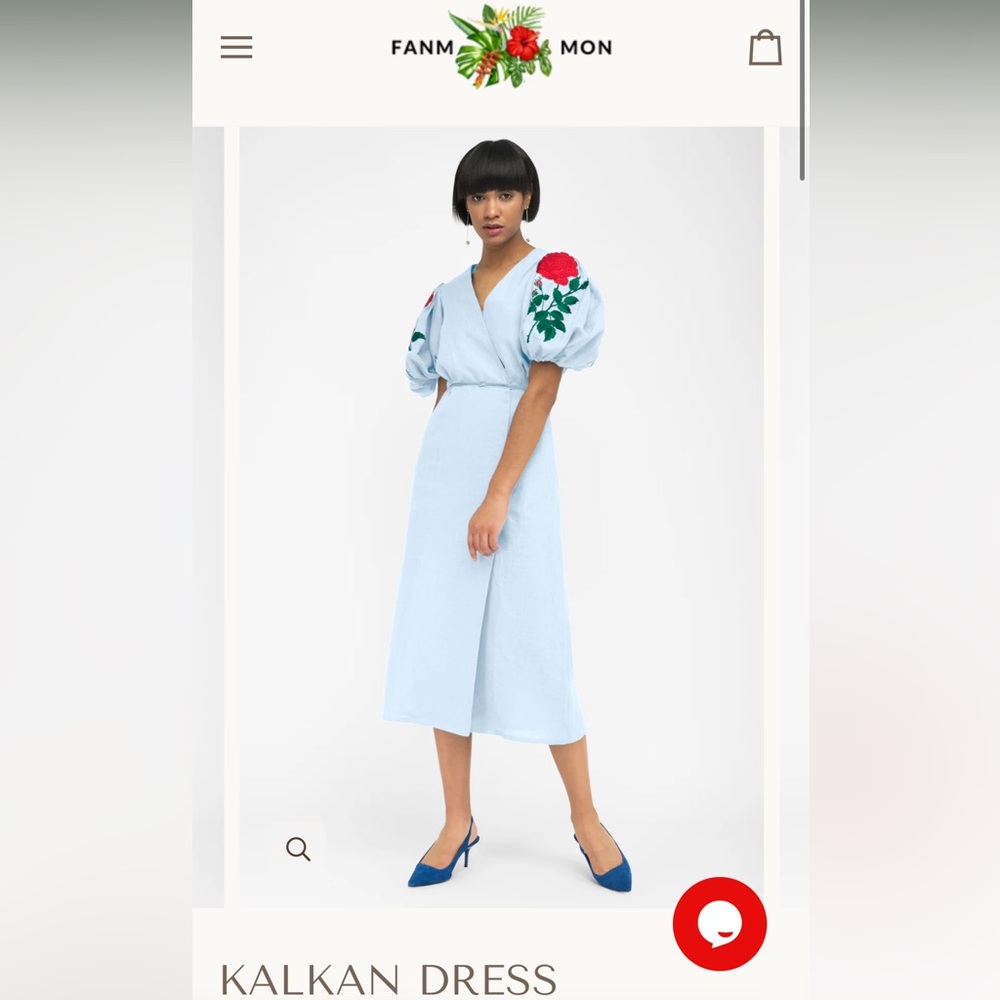 Fanm Mon Kalkan Linen Dress, Light Blue, Size L